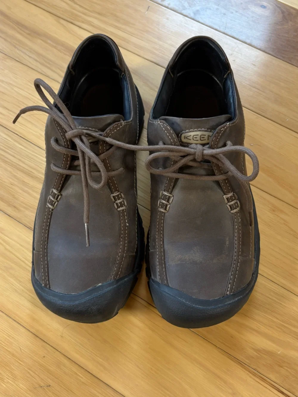 KEEN Portsmouth II Shoes Mens Sz 8.5 Brown Leather Waterproof Oxfords